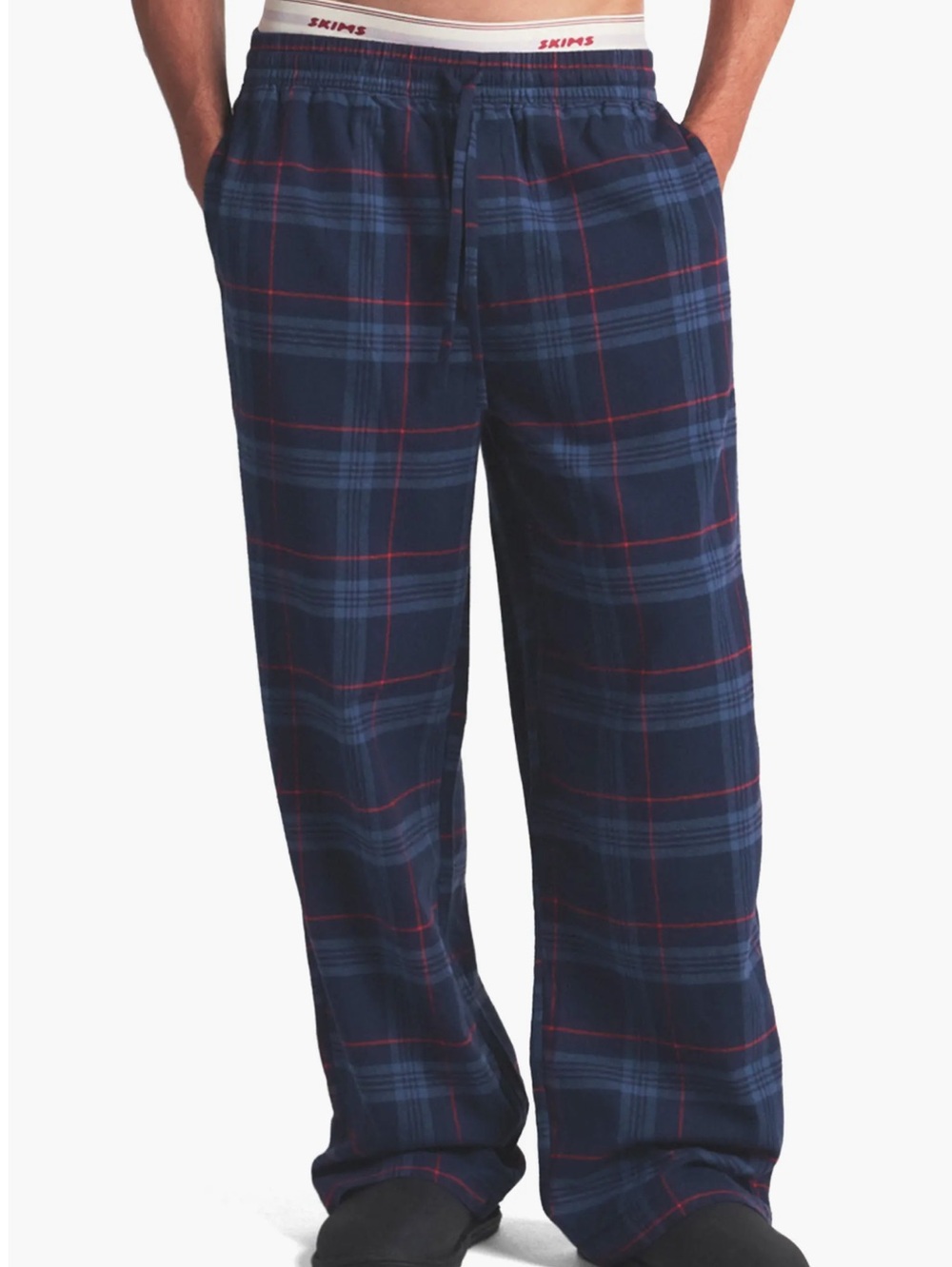 SKIMS Cotton Flannel Pajama Pants, Blue/Red Plaid, size XL, NWOT